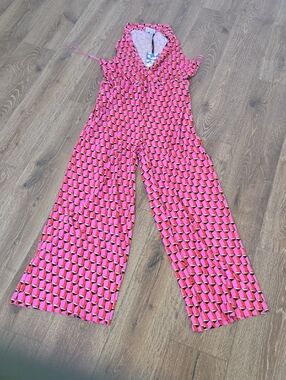 Diane Von Furstenberg Pink Geometric Wide-Leg Jumpsuit